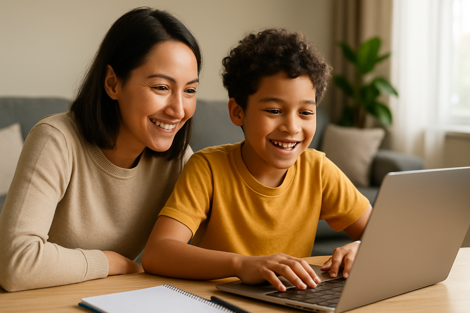 Parent and child learning AI together